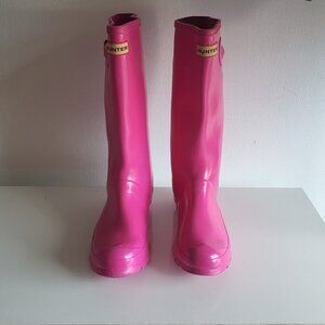 Hunter pink tall nebula rain rubber boots size 5B 6G